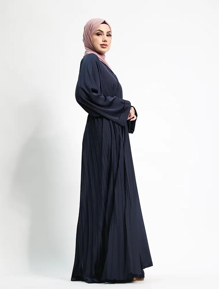 Navy Pleated Silhouette Abaya